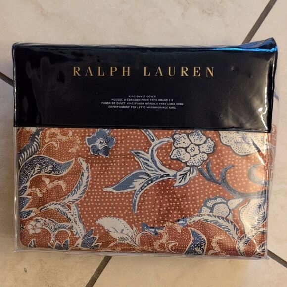 NWT Ralph Lauren King Duvet Cover Mirabelle Red Blue Floral Orange - Picture 2 of 6
